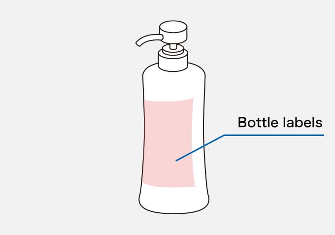 Bottle with Pump Dispenser Bottle labels
