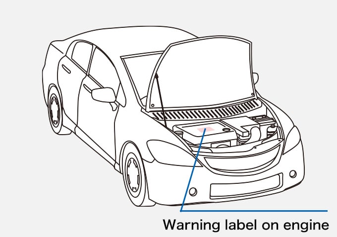 Car Warning label on engine