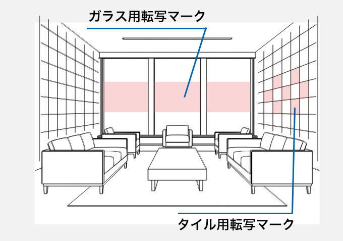 室内風景 ガラス用転写マーク、タイル用転写マーク