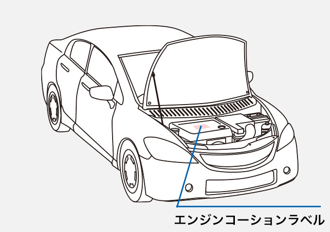 自動車 エンジンコーションラベル